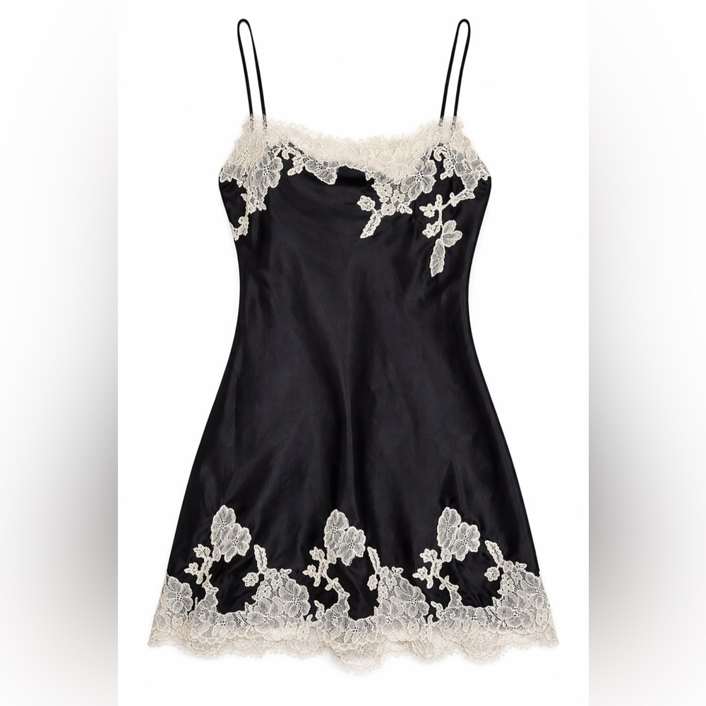 Victoria’s Secret VS Black Satin Lace Slip Dress Y2K Coquette Lingerie Mini - Picture 3 of 15